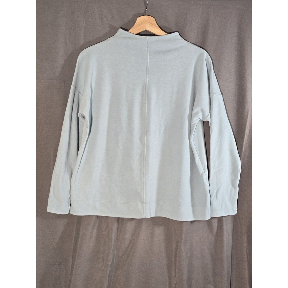J. Jill Minimalist Clean Girl Mock Neck Boxy Sweatshirt Light Blue Petite S - Picture 3 of 7
